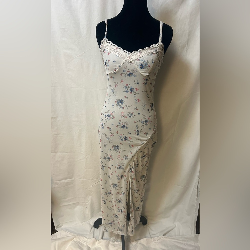 No Boundaries Floral Lace Bralette Floor Length Dress